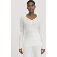 hessnatur hessnatur Pointelle Henley Schlafshirt PURE COTTON aus reiner Bio-Baumwolle, Naturweiss, – Produktbild 1 von 1