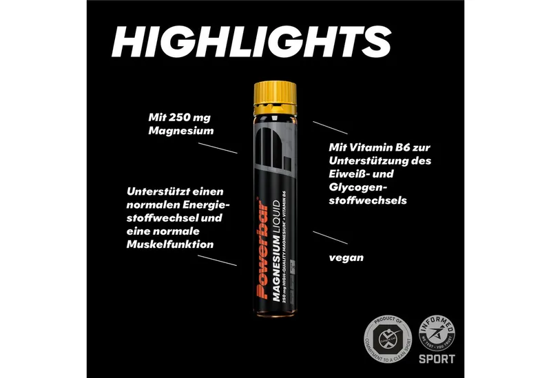 PowerBar PowerBar Magnesium Liquid Black Line 250 mg Magnesium Vitamin B6 20 x 25 ml Shot, 25 er Display à 500 ml, 250 mg hochwertiges Magnesium plus Vitamin B6 – Produktbild 3 von 6