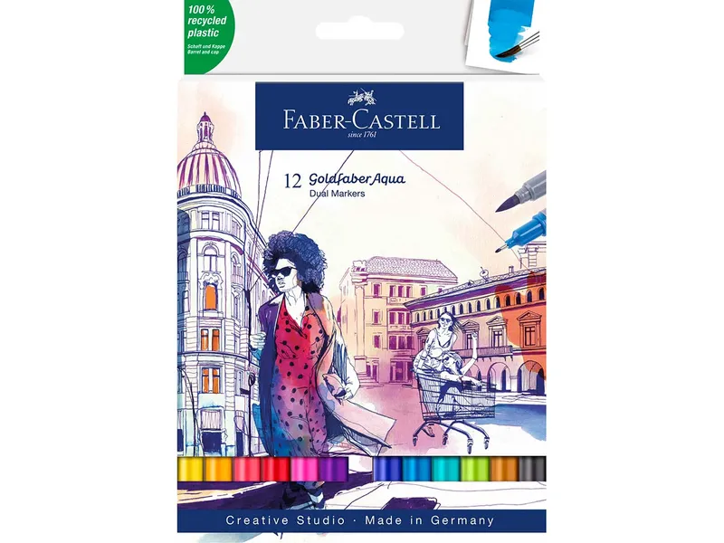 Faber-Castell Faber-Castell Aquarell-Marker Goldfaber Aqua Dual, farbsortiert, 12 Stück – Produktbild 2 von 2