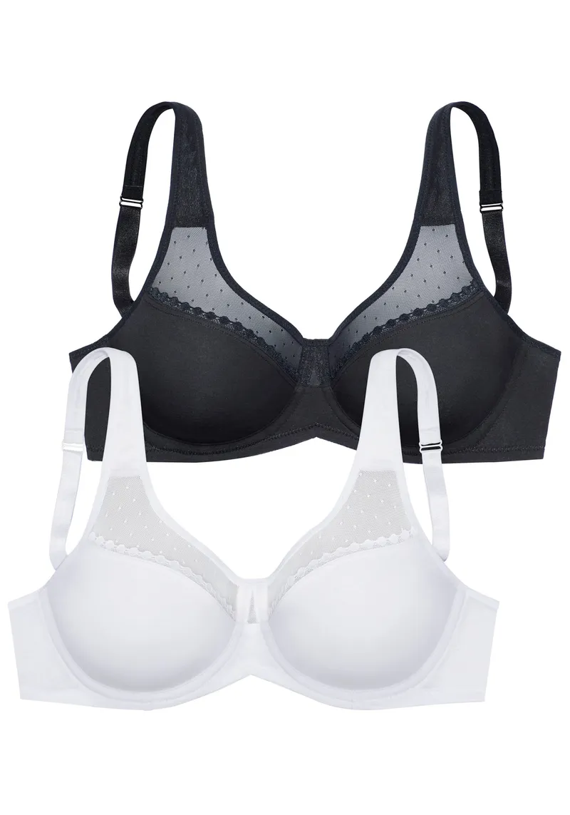petite fleur by Lascana Minimizer-BH, Weiß+schwarz, – Produktbild 1 von 2