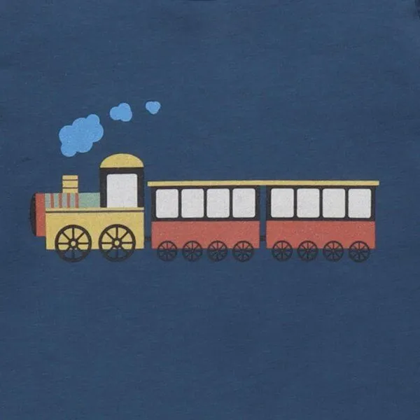 Walkiddy Walkiddy Tiny Trains Shirt - Bio-Baumwolle, Nachhaltig & Umweltbewusst - Blau Kinderkleidung – GOTS zertifiziert, Blau, – Produktbild 3 von 3