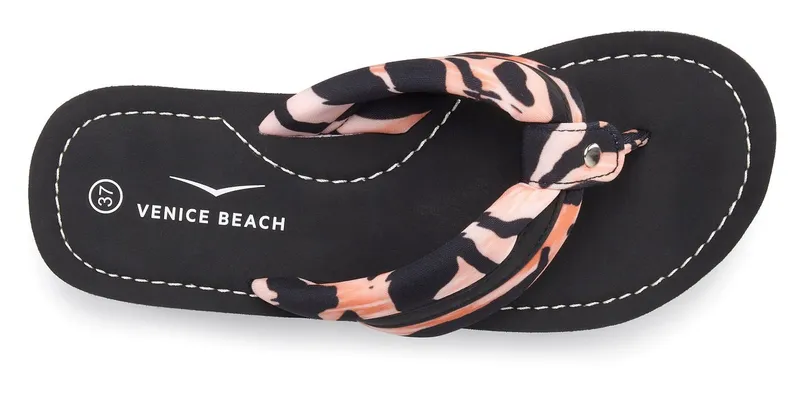 VENICE BEACH VENICE BEACH Sandale, Badeschuh, Badelatsche, Flip Flop, Badeschlappe, Sommerschuhe Badezehentrenner Zehentrenner mit wasserabweisender und leichter Sohle VEGAN, Orange|schwarz, – Produktbild 5 von 5