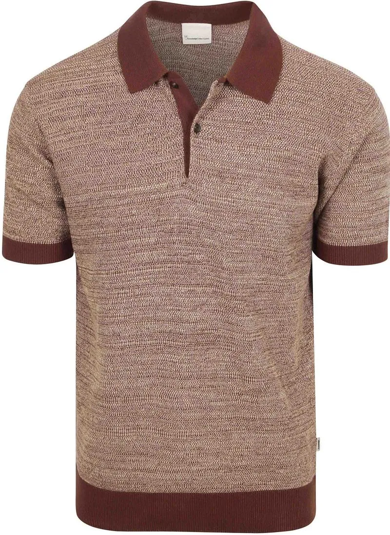 KnowledgeCotton Apparel KnowledgeCotton Apparel Polo-Shirt aus Strick Schokolade - Größe XXL, Braun, – Produktbild 2 von 5