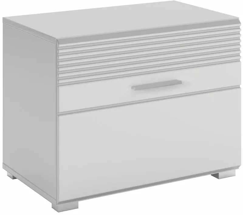 Home affaire Sitzbank Malmö, Breite 60 cm, 1 Tür, 2 Fächer, hochwertige MDF Front, Rillenfräsung, Bank, Schuhbank, Garderobenbank, Dielenbank, Weiß, – Produktbild 3 von 5