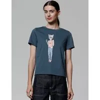 watapparel watapparel T-Shirt Frauen Hipster Cat with Moustache, Stargazer, – Produktbild 1 von 1