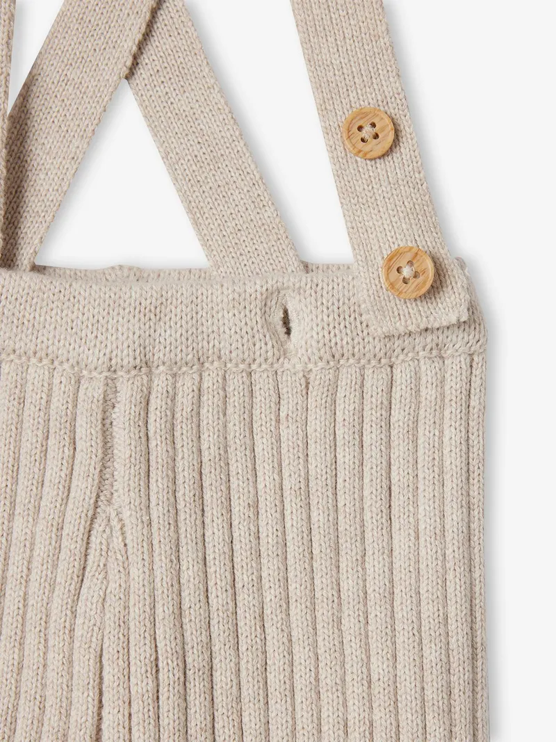 Vertbaudet Vertbaudet Baby Strickleggings mit Trägern, Beige meliert, – Produktbild 2 von 2