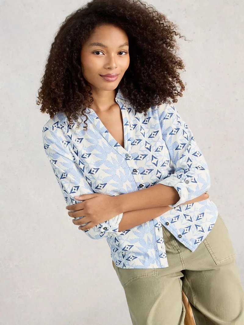 White Stuff Jerseybluse Annie - 52, Blau multi, – Produktbild 1 von 3