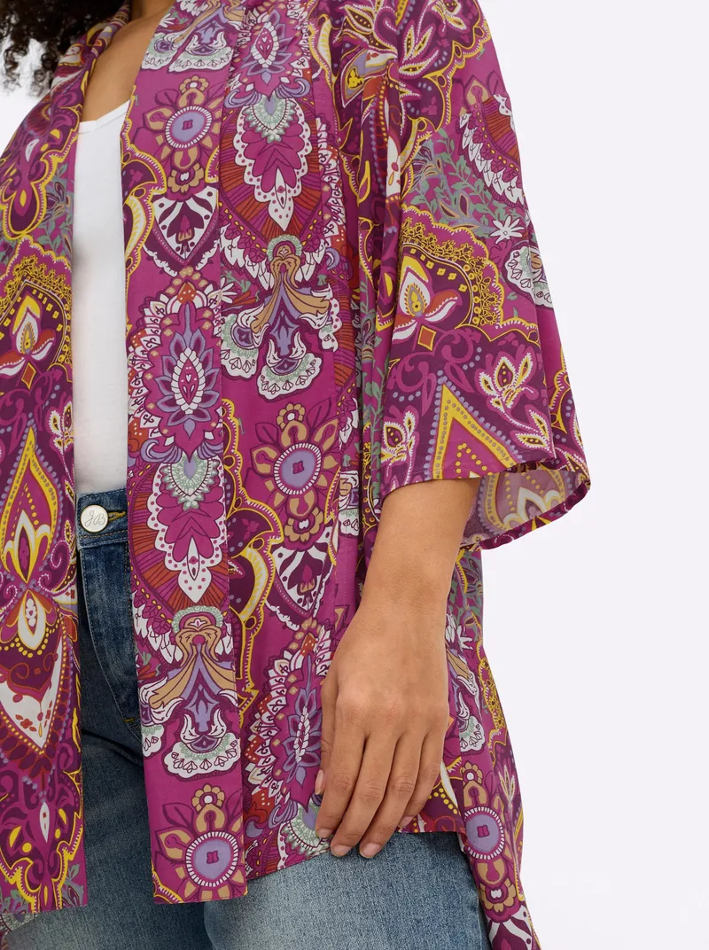 sheego by Joe Browns Blusenjacke, Magenta-lila-gemustert, – Produktbild 2 von 2