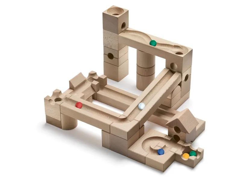 CUBORO CUBORO Kugelbahn Junior aus unbehandeltem Buchenholz Maße: 5 x 5 x 5 cm, Natur, – Produktbild 1 von 2