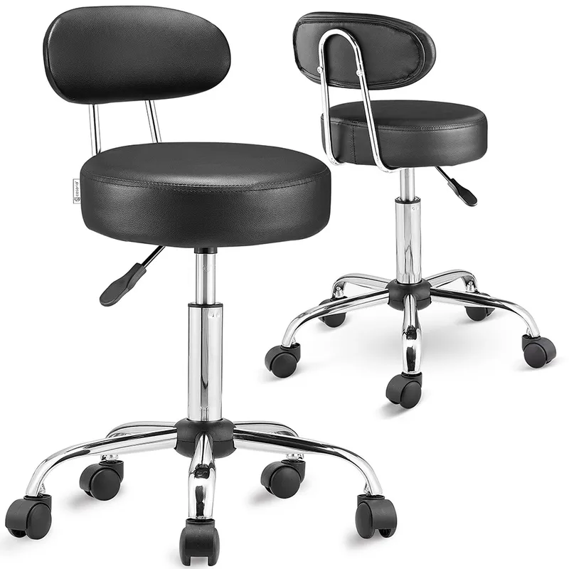 Casaria® Rollhocker 2er-Set Schwarz 360° drehbar mit Rückenlehne – Produktbild 1 von 2