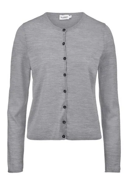 hessnatur hessnatur Strick Jacke Regular aus reiner Bio-Merinowolle, Hellgrau, – Produktbild 3 von 4