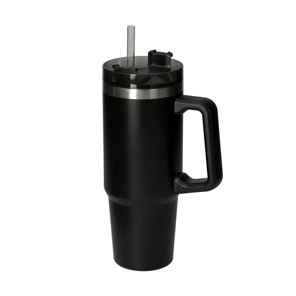 elasto elasto Trinkbecher mit Strohhalm "Tampa" 800 ml - Isolierter Thermobecher, Schwarz, – Produktbild 1 von 4