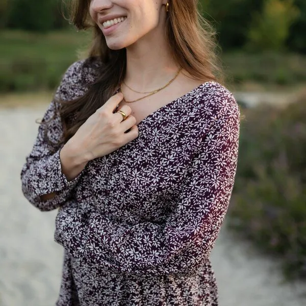 NORDLICHT NORDLICHT Kleid Ami mit Blumenmuster aus 100% Ecovero, Cherry (rot), – Produktbild 3 von 4