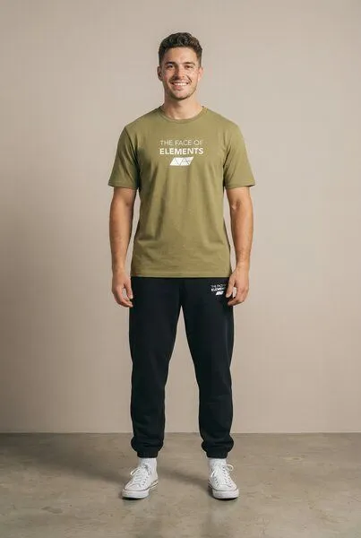 THE FACE OF ELEMENTS The Face of Elements Bold - Regular Fit T-Shirt aus 100% Bio-Baumwolle, Olive (oliv), – Produktbild 4 von 4