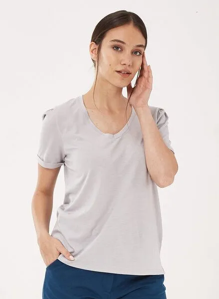 ORGANICATION ORGANICATION T-Shirt aus Tencel- Bio-Baumwolle-Mix, Cloud grey, – Produktbild 1 von 4