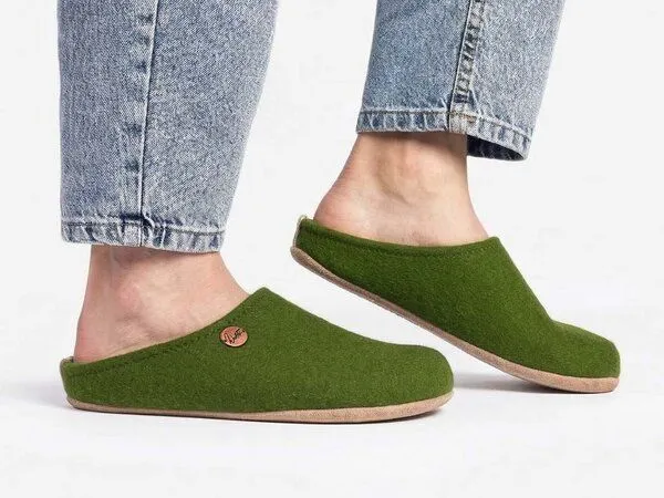 WoolFit WoolFit Barefoot Barfuß-Hausschuhe unisex Filz-Pantoffeln mit viel Zehenfreiheit, nachhaltig aus 100% Wolle, Grün, – Produktbild 5 von 5