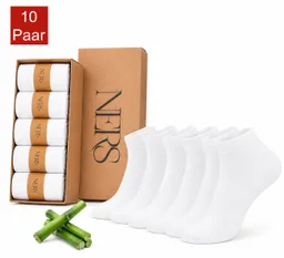 NERS Kurzsocken aus Bambus Damen & Herren, ohne drückende Naht & einschneidendes Gummi (Spar-Set, 10-Paar) Bambussocken, Atmungsaktiv, gegen Schweißfüße, in Geschnekbox – Produktbild 1 von 1
