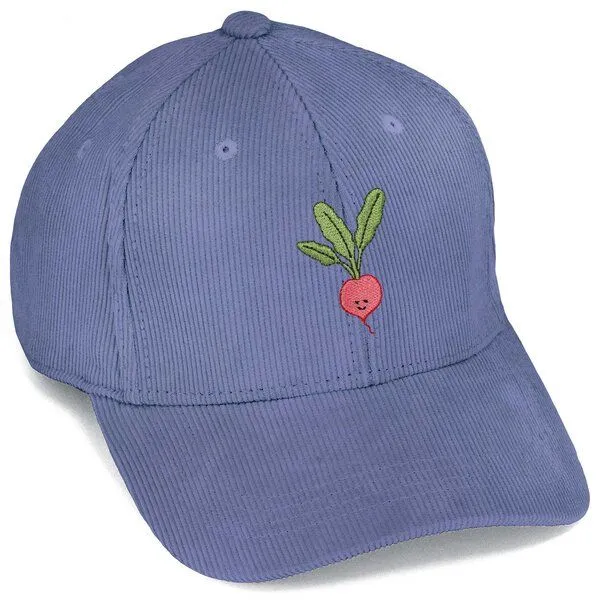 LIGARTI Bestickte Cord Cap – Radieschen – LIGARTI Tiermanufaktur, Taubenblau, – Produktbild 1 von 4