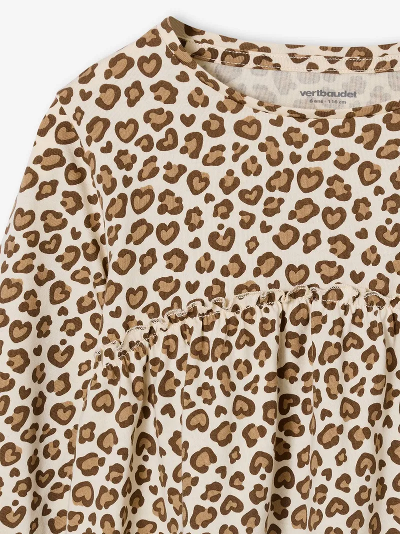 Vertbaudet Mädchen Langarm-Blusenshirt mit Print leo, Beige leo, – Produktbild 2 von 2