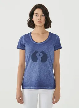 ORGANICATION ORGANICATION Cold Pigment Dyed T-shirt aus Bio-Baumwolle mit Katzen-Print – Produktbild 1 von 1
