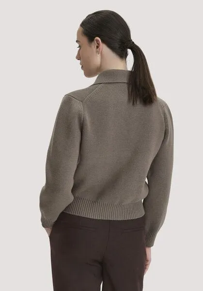 hessnatur hessnatur Strickjacke Relaxed aus Bio-Baumwolle mit Schurwolle, Silbergrün, – Produktbild 2 von 4