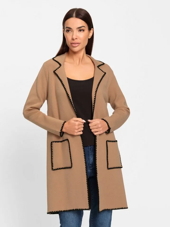heine heine Strickjacke Strickmantel Langarm Feinstrick, Braun|schwarz, – Produktbild 1 von 4