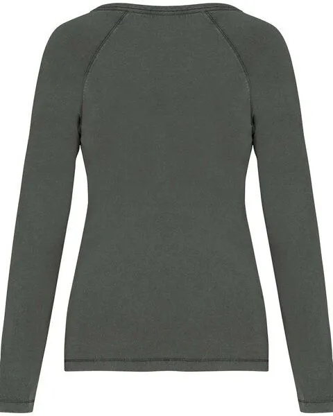 YTWOO YTWOO Raglan Longsleeve aus nachhaltiger Bio-Baumwolle für Damen, Khaki, – Produktbild 2 von 4