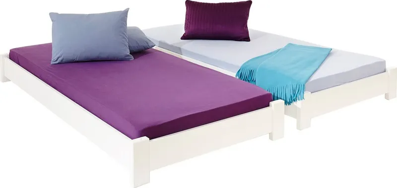 OTTO home Stapelliege "Femmy " 2 Betten, stapelbar, platzsparend, zertifiziertes Massivholz (Kiefer), Weiß, – Produktbild 3 von 5