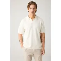KnowledgeCotton Apparel KnowledgeCotton Apparel Herren vegan Polohemd Gestrickt Reiher Weiß – Produktbild 1 von 1