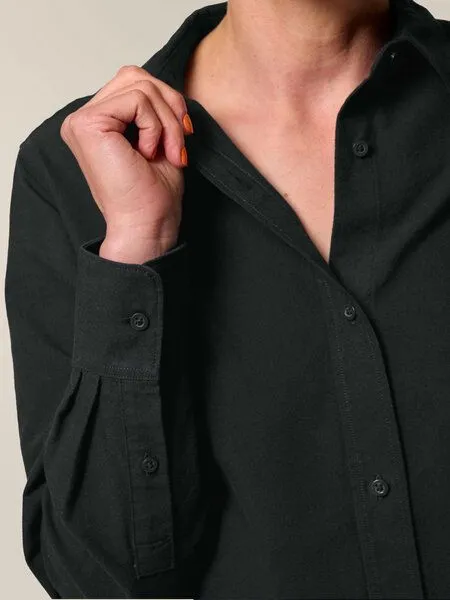 Human Family Human Family Bio Damen Basic Oxford Hemd, Schwarz, – Produktbild 4 von 4