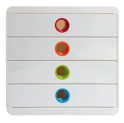 Exacompta Exacompta Schubladenbox Pop-Box "Black Office", DIN A4+, 4 Schubladen, weiß/harlekin – Produktbild 1 von 1