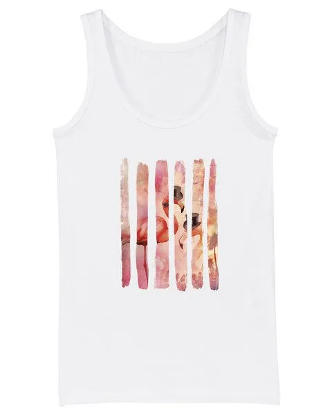 Human Family Human Family Damen Tank-Top "Gleam - Flamingo Stripes" in Weiß – Produktbild 2 von 2