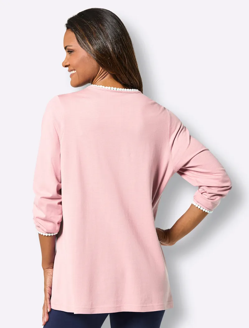 wäschepur Schlafanzug-Shirt hellrosé, Hellrosé, – Produktbild 2 von 2