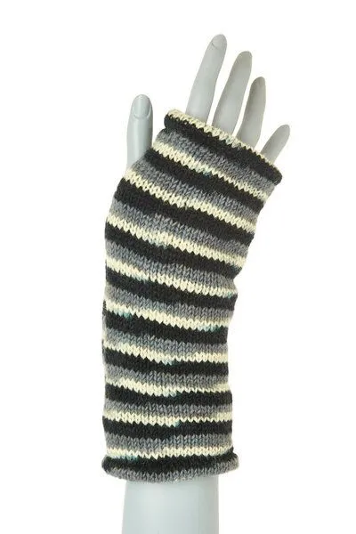 short'n'pietz short'n'pietz Schurwollhandstulpen gestreift, handgestrickt, Lila pink, – Produktbild 2 von 2