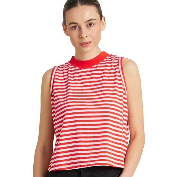 Dedicated DEDICATED Top Namsos Stripes, Grenadine red (rot), – Produktbild 1 von 4