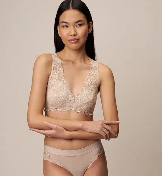 CASAGiN CASAGiN Bralette-BH aus natürlichem Bio-Stoff und weicher Öko-Spitze mit schlichtem Design, Seashell, – Produktbild 1 von 4