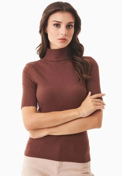ORGANICATION ORGANICATION Rollkragenshirt aus Bio-Baumwolle, Braun(radical brown), – Produktbild 1 von 4