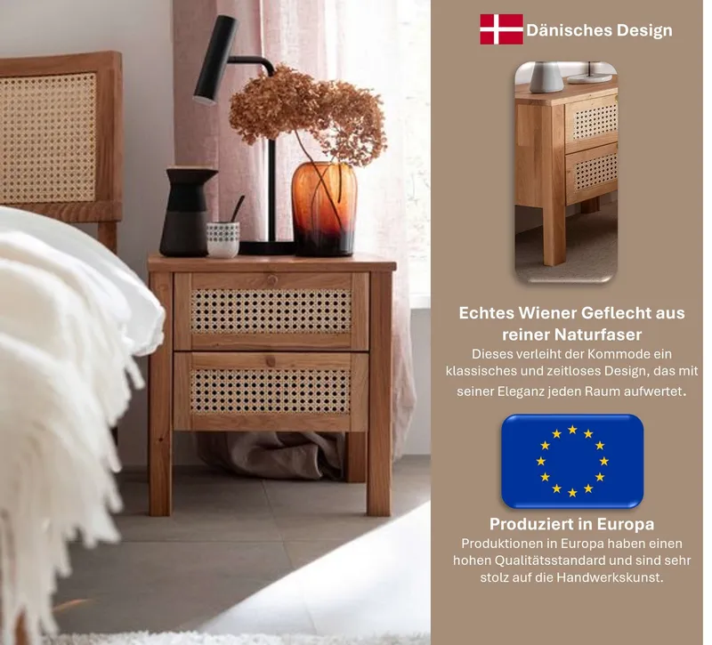 OTTO home Nachtkonsole Hällevik Nachtkonsole, Nachtkommode in hochwertiger Verarbeitung (1 St), Massivholz, Skandinavisches Design, Robust, stabil, FSC zertifiziert, Beige, – Produktbild 1 von 5