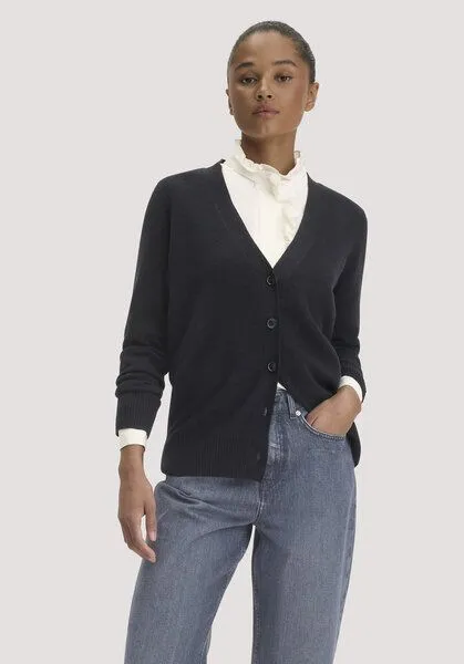 hessnatur hessnatur Strickjacke Relaxed aus Bio-Schurwolle mit Cashmere, Schwarz, – Produktbild 1 von 4