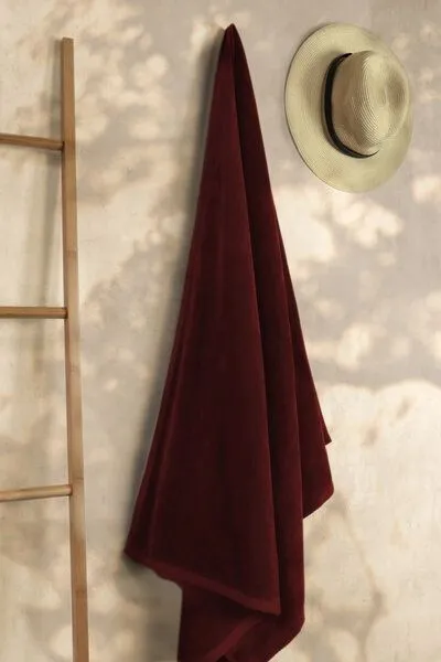 jilda-tex jilda-tex Sommer Strandtuch Velours Frottier 100% Bio-Baumwolle 80x180 cm Holiday, Rot, – Produktbild 2 von 3