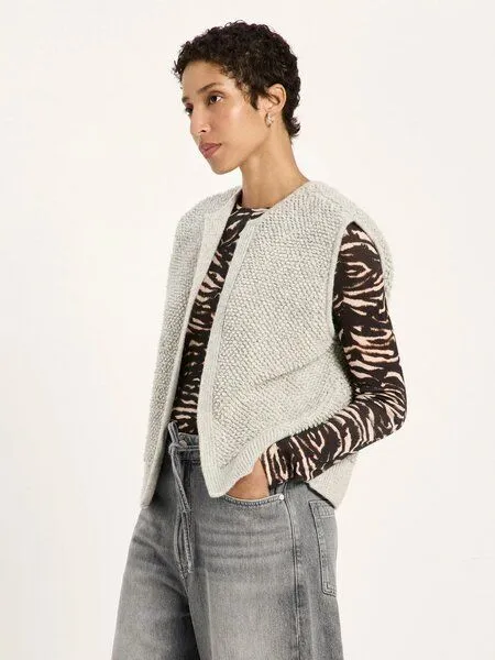 LANIUS LANIUS Bouclé Strickweste aus Bio-Schurwolle und Bio-Baumwolle GOTS, Grau (grey-melange), – Produktbild 1 von 4