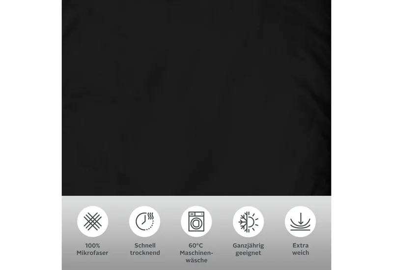 OTTO home Bettwäsche Desner 100% Microfaser, extra weich, allergikerfreundlich, Microfaser, 2 teilig, Premium Qualität, uni, schnell trocknend, pflegeleicht, ab 135x200 cm, Schwarz, – Produktbild 1 von 6