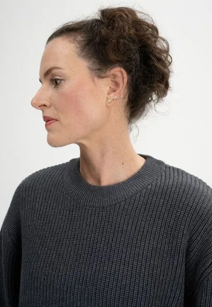 MELA MELA Rippstrick Pullover ADAH aus 100% Bio-Baumwolle, Anthrazit melange, – Produktbild 4 von 4