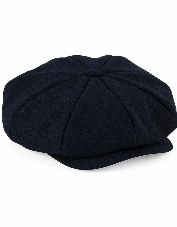 Beechfield Beechfield Baseball Cap Heritage Baker Boy Cap - Unisex-Styling, Navy herringbone, – Produktbild 2 von 3