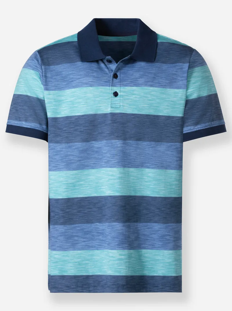 Catamaran Kurzarm-Poloshirt, Dunkelblau-gestreift, – Produktbild 1 von 2