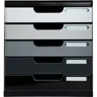 Exacompta Schubladenbox "Shades of grey", DIN A4+, 5 Schubladen geschlossen, grau – Produktbild 1 von 1