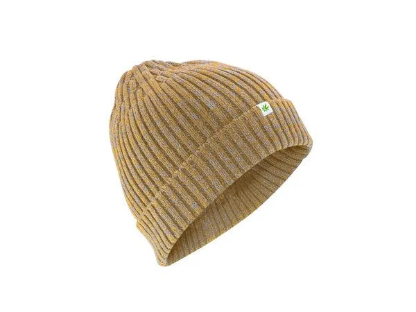 HempAge HempAge Strickmütze Hanf/Bio-Baumwolle, Dijon-grey (gelb-grau), – Produktbild 2 von 3