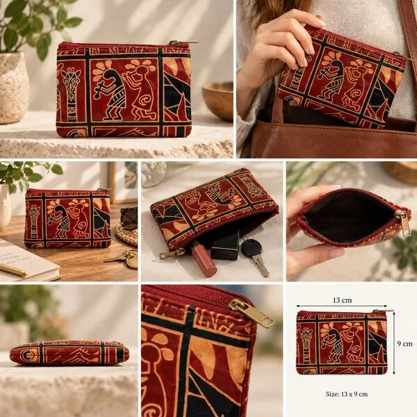 Janselo Janselo Savanna Rhythm Design Shanti-Leder-Täschchen mit Schlüsselanhänger – Produktbild 2 von 3