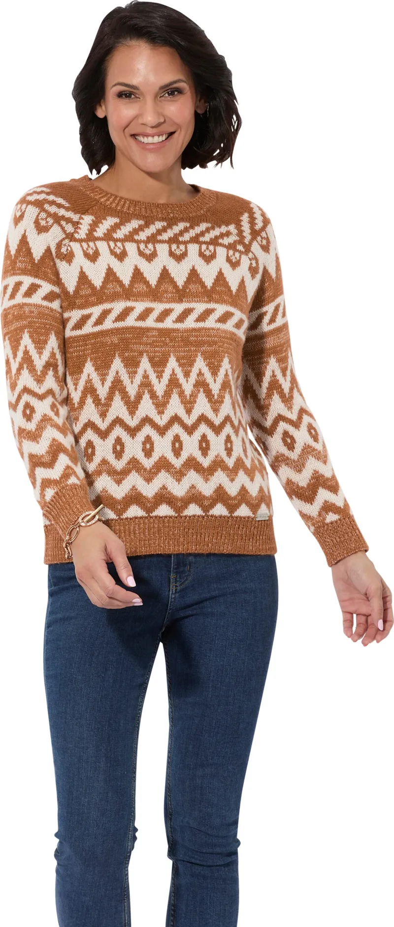 Witt Norwegerpullover, Elfenbein-cognac-gemustert, – Produktbild 2 von 2