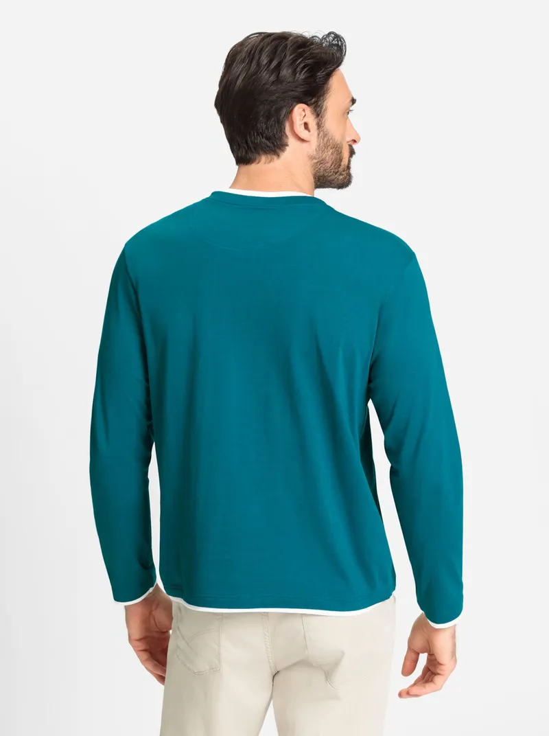 Catamaran Langarmshirt jeansblau + aquapetrol, Jeansblau + aquapetrol, – Produktbild 3 von 3